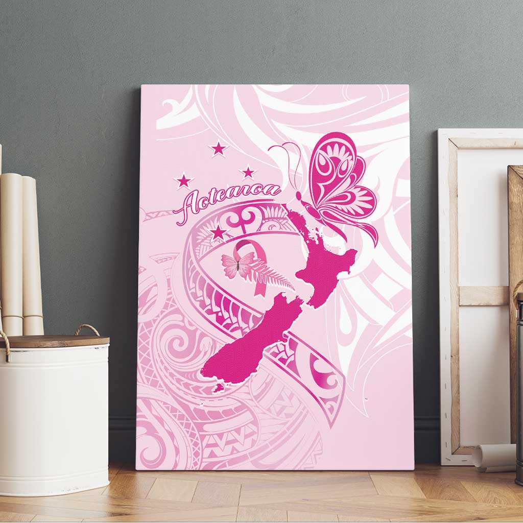 Personalised Aotearoa Breast Cancer Canvas Wall Art New Zealand Maori Pattern LT01 - Polynesian Pride