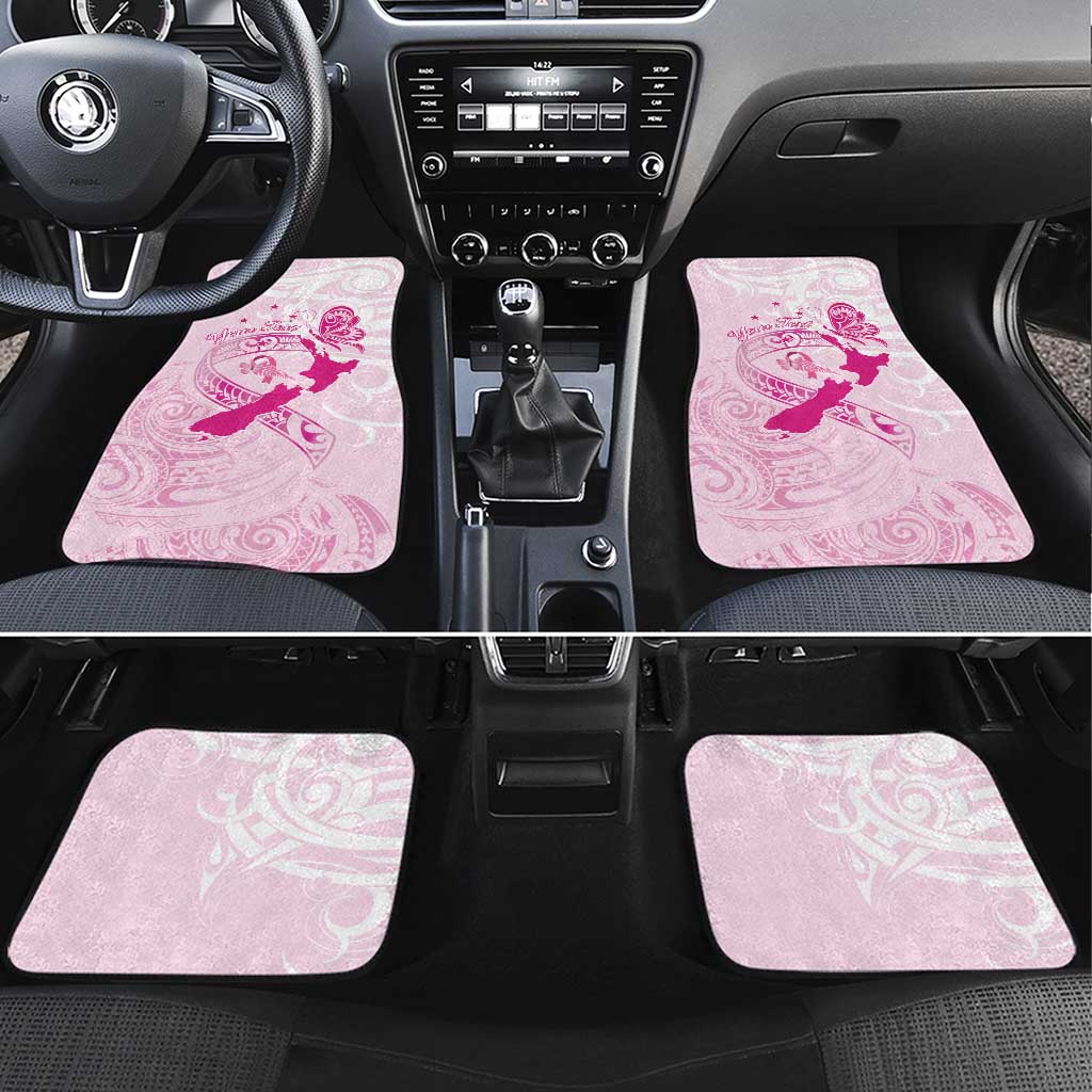 Personalised Aotearoa Breast Cancer Car Mats New Zealand Maori Pattern LT01 Set 4pcs Pink - Polynesian Pride
