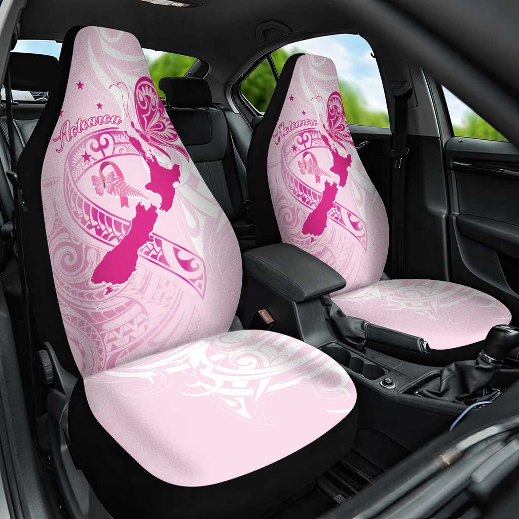 Personalised Aotearoa Breast Cancer Car Seat Cover New Zealand Maori Pattern