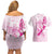 Personalised Aotearoa Breast Cancer Couples Matching Off Shoulder Short Dress and Hawaiian Shirt New Zealand Maori Pattern