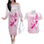 Personalised Aotearoa Breast Cancer Couples Matching Off The Shoulder Long Sleeve Dress and Hawaiian Shirt New Zealand Maori Pattern