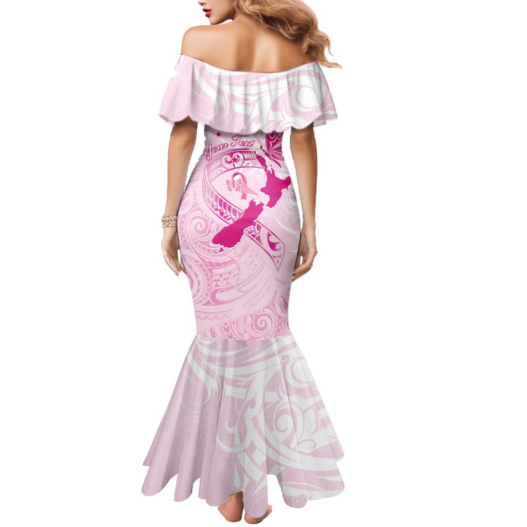 Personalised Aotearoa Breast Cancer Family Matching Mermaid Dress and Hawaiian Shirt New Zealand Maori Pattern