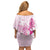 Personalised Aotearoa Breast Cancer Family Matching Off Shoulder Short Dress and Hawaiian Shirt New Zealand Maori Pattern