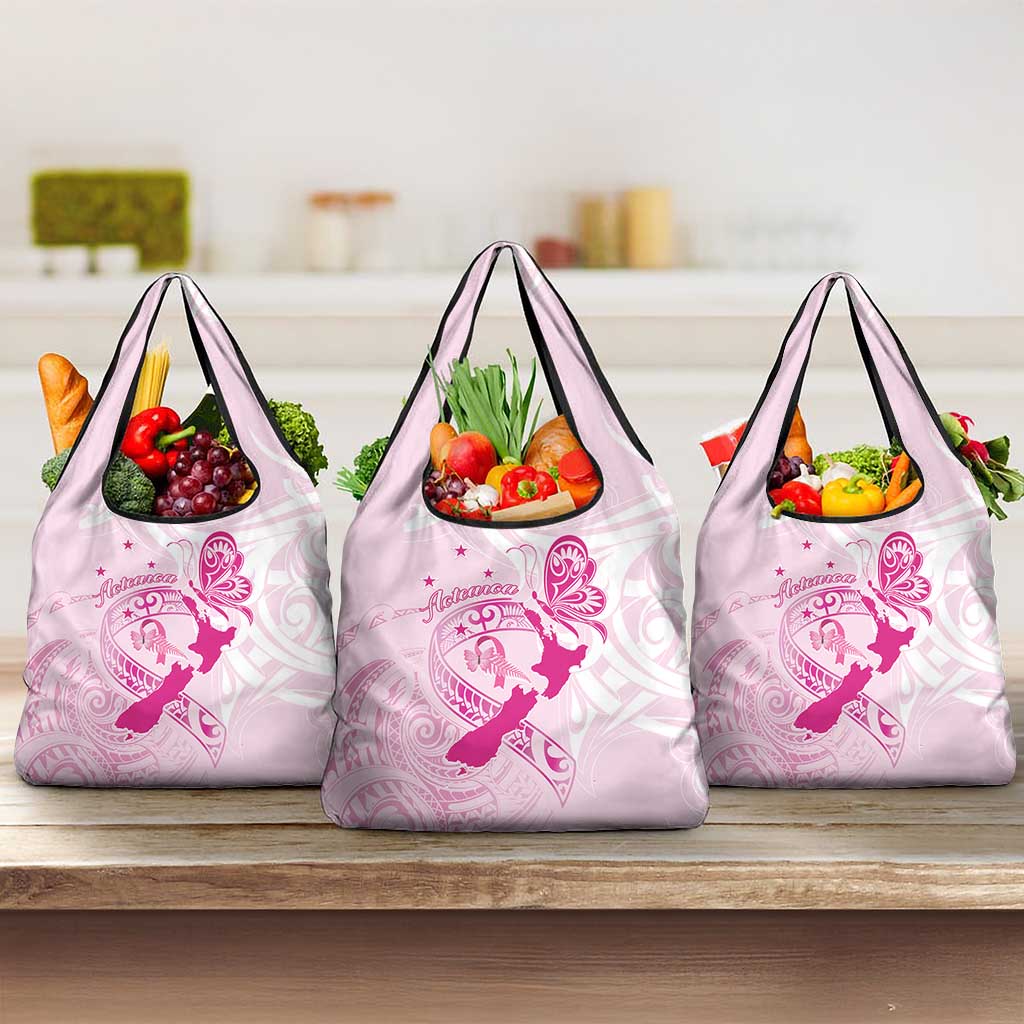 Aotearoa Breast Cancer Grocery Bag New Zealand Maori Pattern LT01 3-pack One Size Pink - Polynesian Pride