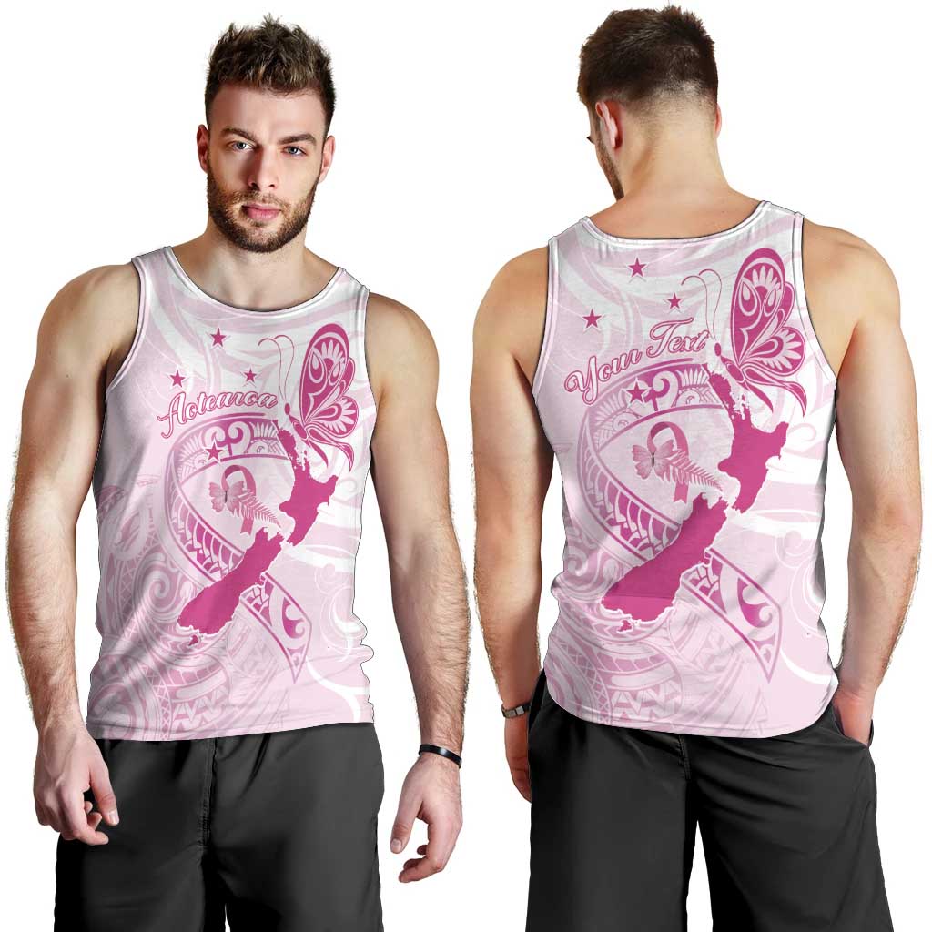 Personalised Aotearoa Breast Cancer Men Tank Top New Zealand Maori Pattern LT01 - Polynesian Pride