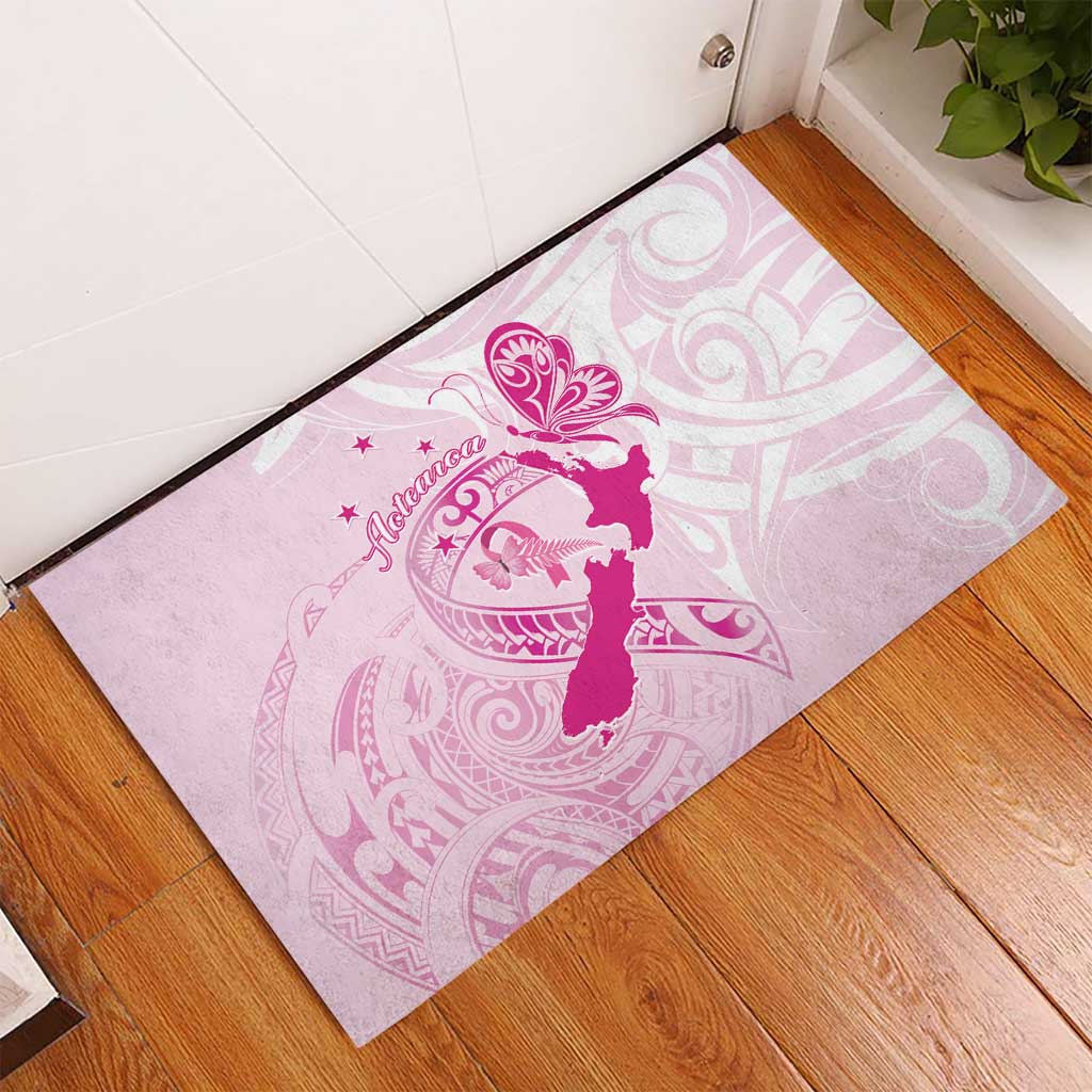 Personalised Aotearoa Breast Cancer Rubber Doormat New Zealand Maori Pattern LT01 - Polynesian Pride