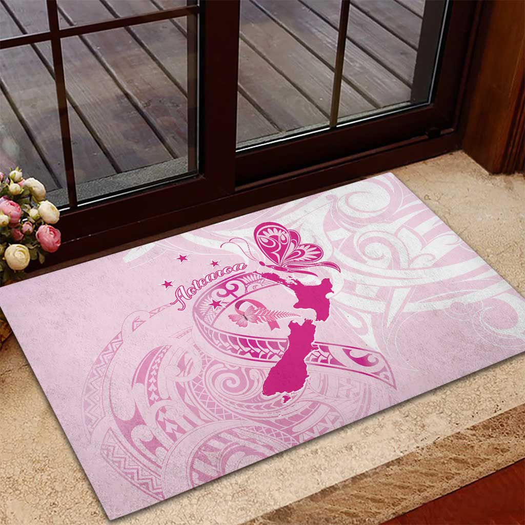 Personalised Aotearoa Breast Cancer Rubber Doormat New Zealand Maori Pattern LT01 - Polynesian Pride