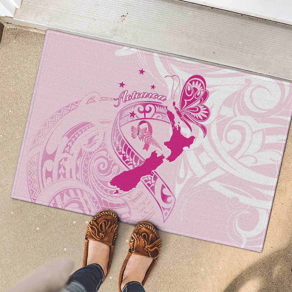 Personalised Aotearoa Breast Cancer Rubber Doormat New Zealand Maori Pattern LT01 - Polynesian Pride