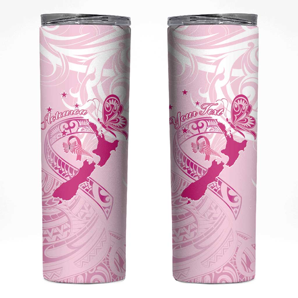 Personalised Aotearoa Breast Cancer Skinny Tumbler Maori Pattern