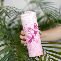 Personalised Aotearoa Breast Cancer Skinny Tumbler Maori Pattern