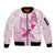 Personalised Aotearoa Breast Cancer Sleeve Zip Bomber Jacket New Zealand Maori Pattern