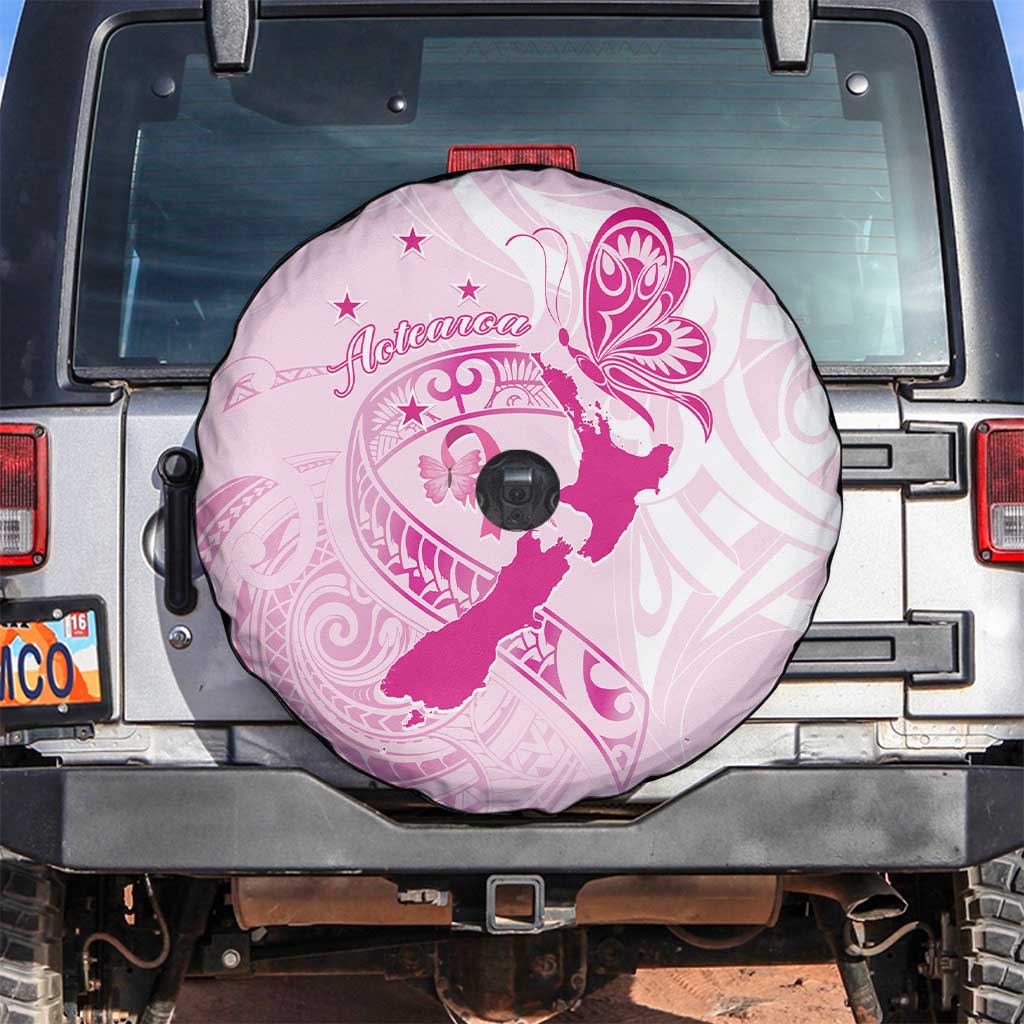 Personalised Aotearoa Breast Cancer Spare Tire Cover New Zealand Maori Pattern LT01 Pink - Polynesian Pride