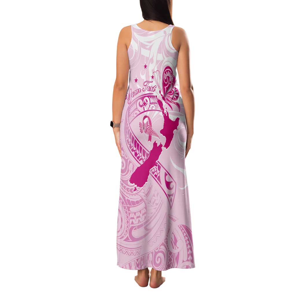 Personalised Aotearoa Breast Cancer Tank Maxi Dress New Zealand Maori Pattern LT01 - Polynesian Pride