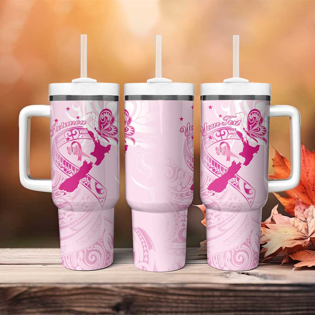 Personalised Aotearoa Breast Cancer Tumbler With Handle Maori Pattern LT01 - Polynesian Pride