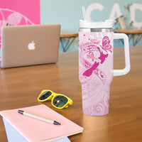 Personalised Aotearoa Breast Cancer Tumbler With Handle Maori Pattern LT01 - Polynesian Pride