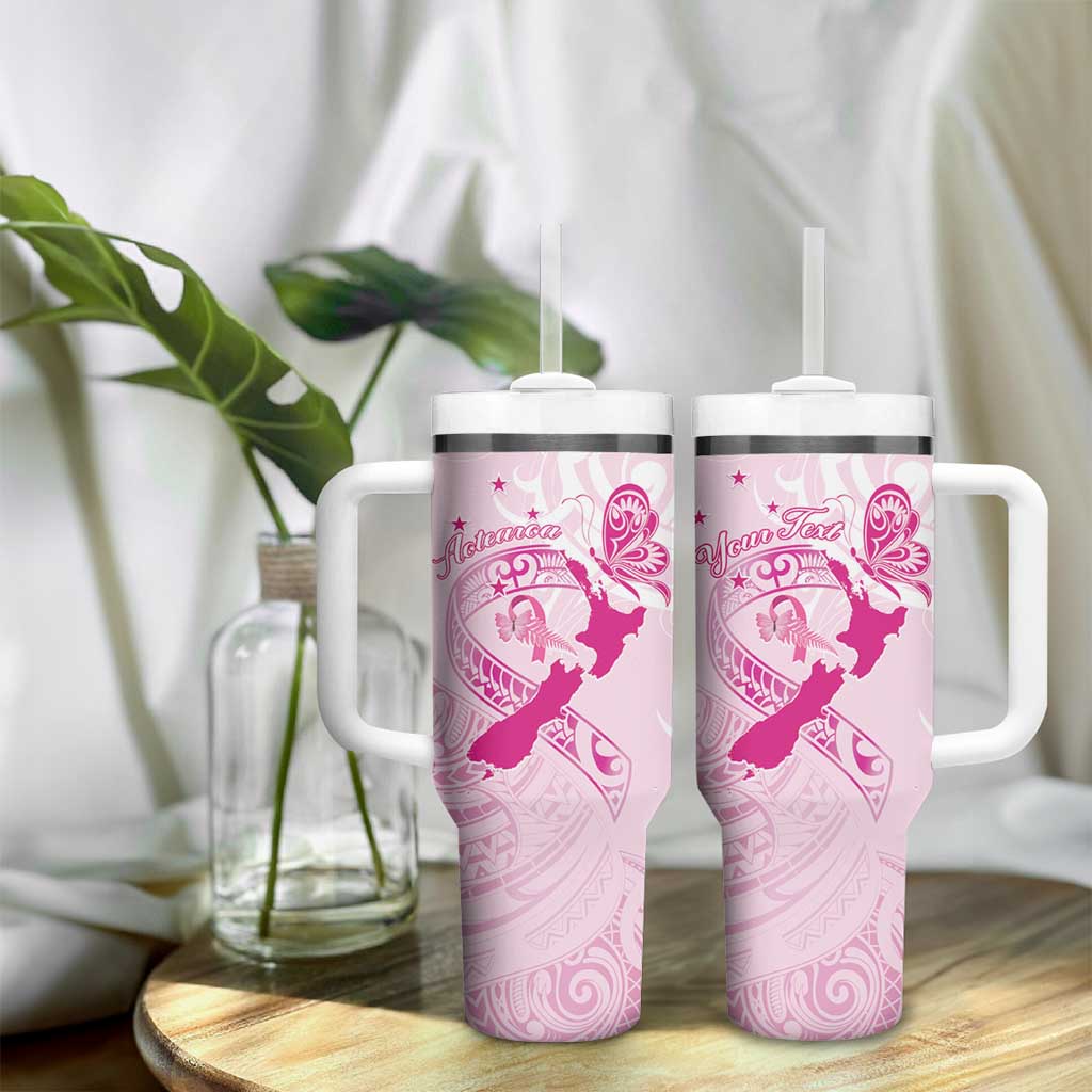 Personalised Aotearoa Breast Cancer Tumbler With Handle Maori Pattern LT01 - Polynesian Pride