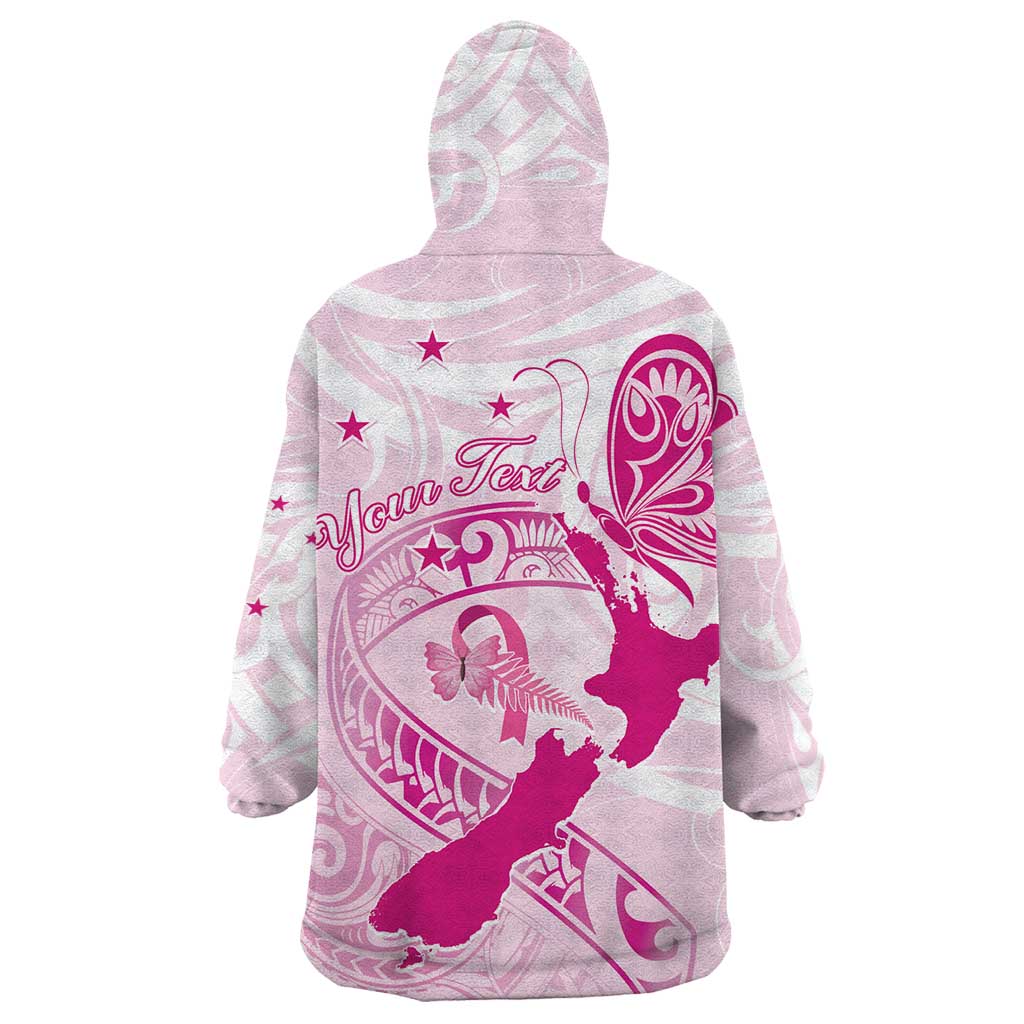 Personalised Aotearoa Breast Cancer Wearable Blanket Hoodie New Zealand Maori Pattern LT01 - Polynesian Pride