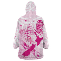 Personalised Aotearoa Breast Cancer Wearable Blanket Hoodie New Zealand Maori Pattern LT01 - Polynesian Pride
