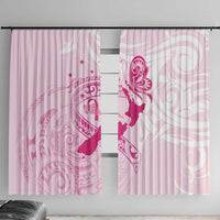Personalised Aotearoa Breast Cancer Window Curtain New Zealand Maori Pattern LT01 With Hooks Pink - Polynesian Pride