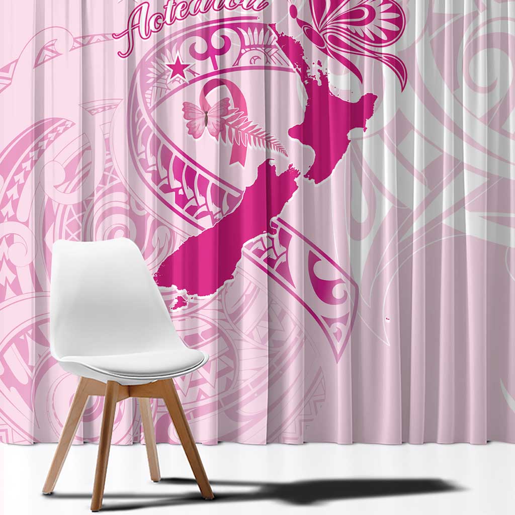 Personalised Aotearoa Breast Cancer Window Curtain New Zealand Maori Pattern LT01 - Polynesian Pride
