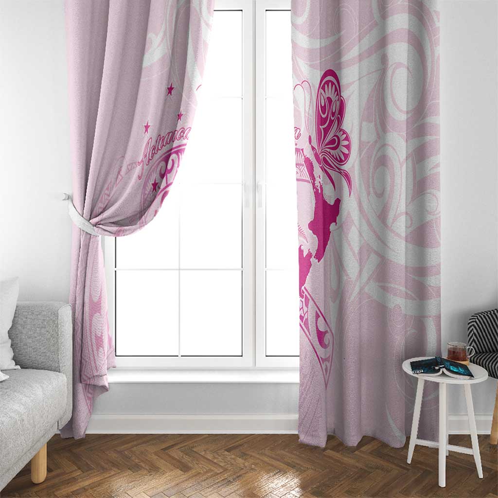Personalised Aotearoa Breast Cancer Window Curtain New Zealand Maori Pattern LT01 - Polynesian Pride
