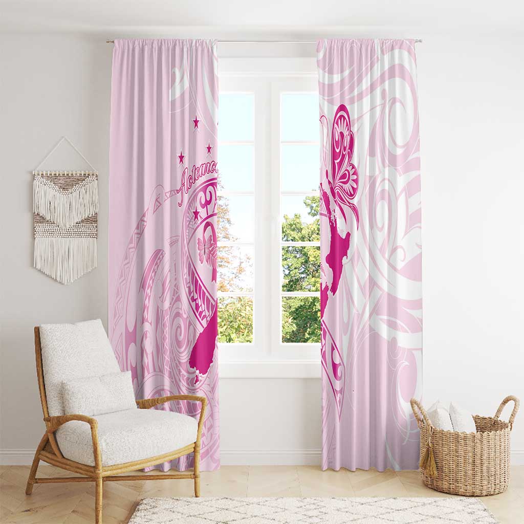 Personalised Aotearoa Breast Cancer Window Curtain New Zealand Maori Pattern LT01 - Polynesian Pride