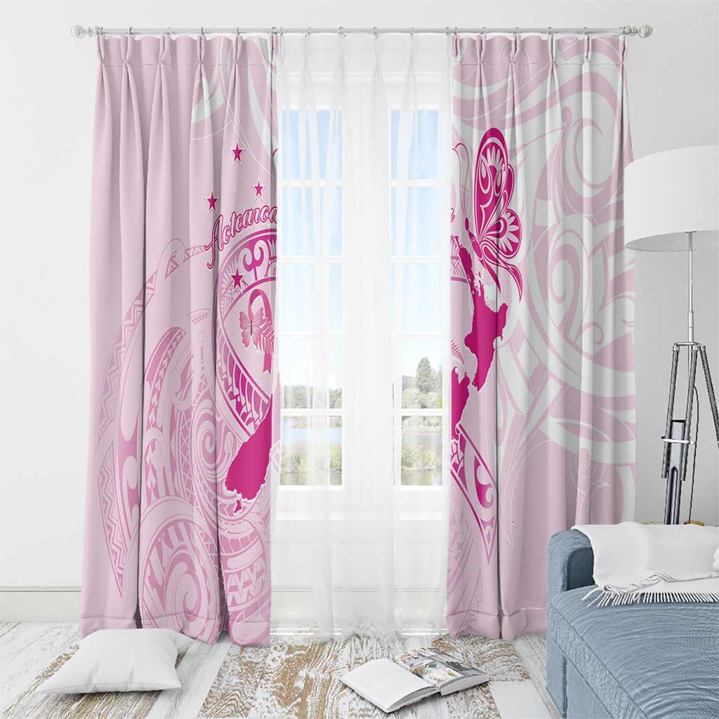 Personalised Aotearoa Breast Cancer Window Curtain New Zealand Maori Pattern LT01 - Polynesian Pride
