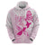 Personalised Aotearoa Breast Cancer Zip Hoodie New Zealand Maori Pattern