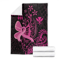 Hawaii Breast Cancer Blanket Girl Floral Kakau Pattern