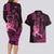 Hawaii Breast Cancer Couples Matching Long Sleeve Bodycon Dress and Hawaiian Shirt Girl Floral Kakau Pattern