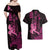 Hawaii Breast Cancer Couples Matching Off Shoulder Maxi Dress and Hawaiian Shirt Girl Floral Kakau Pattern