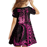 Hawaii Breast Cancer Family Matching Off Shoulder Short Dress and Hawaiian Shirt Girl Floral Kakau Pattern