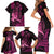 Hawaii Breast Cancer Family Matching Short Sleeve Bodycon Dress and Hawaiian Shirt Girl Floral Kakau Pattern