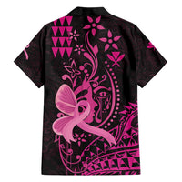 Hawaii Breast Cancer Family Matching Tank Maxi Dress and Hawaiian Shirt Girl Floral Kakau Pattern
