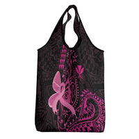 Hawaii Breast Cancer Grocery Bag Girl Floral Kakau Pattern
