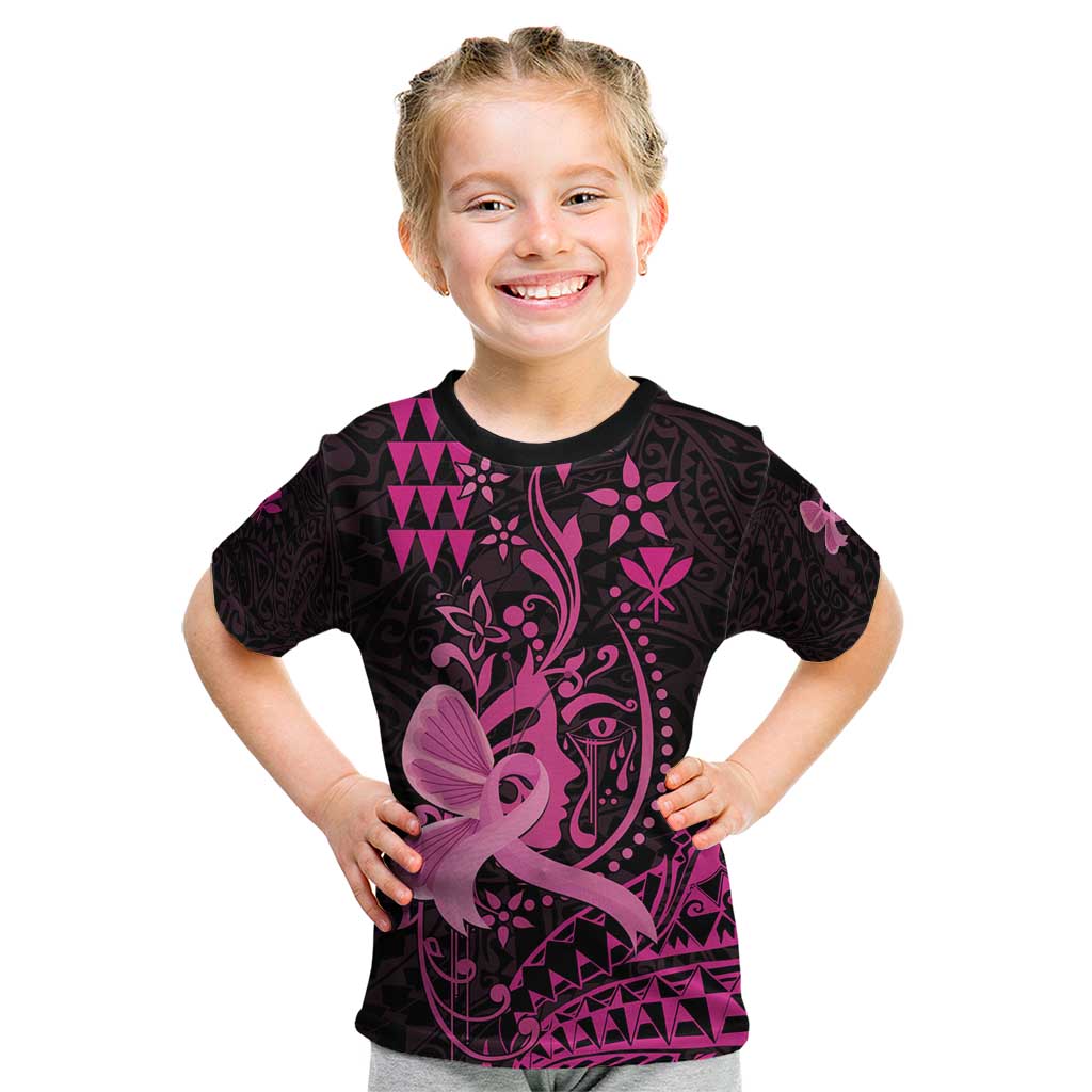Hawaii Breast Cancer Kid T Shirt Girl Floral Kakau Pattern