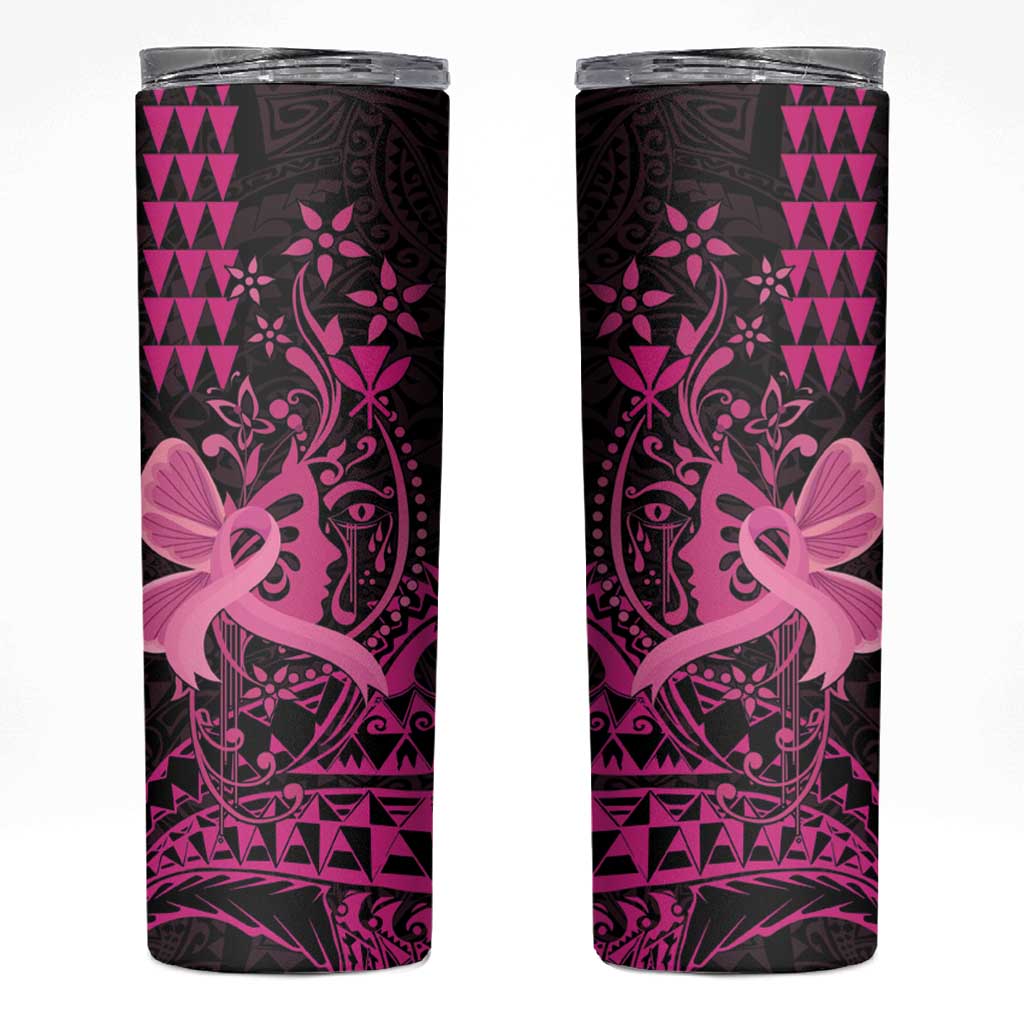 Hawaii Breast Cancer Skinny Tumbler Girl Floral Kakau Pattern