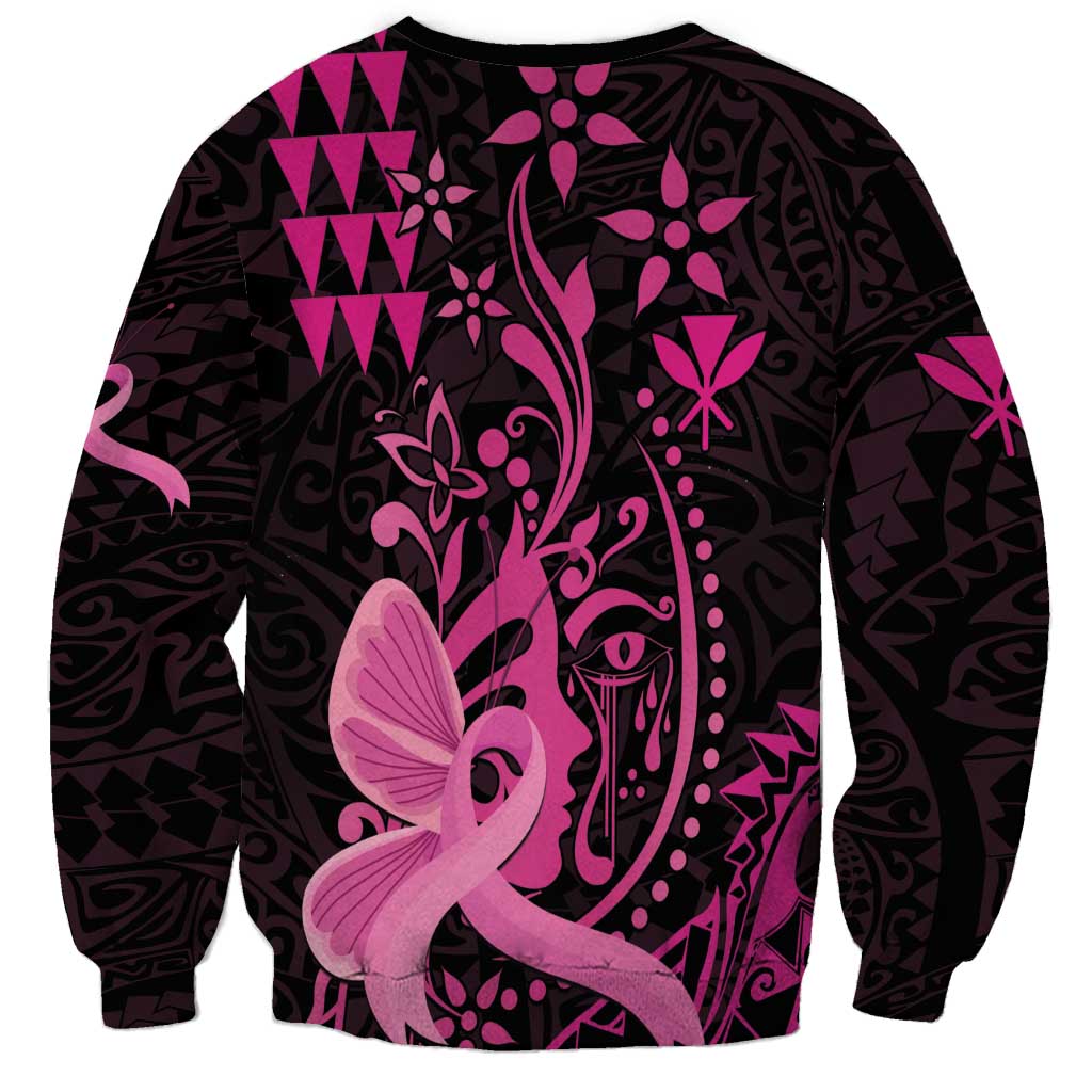 Hawaii Breast Cancer Sweatshirt Girl Floral Kakau Pattern