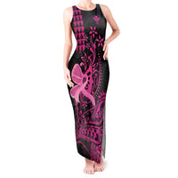 Hawaii Breast Cancer Tank Maxi Dress Girl Floral Kakau Pattern