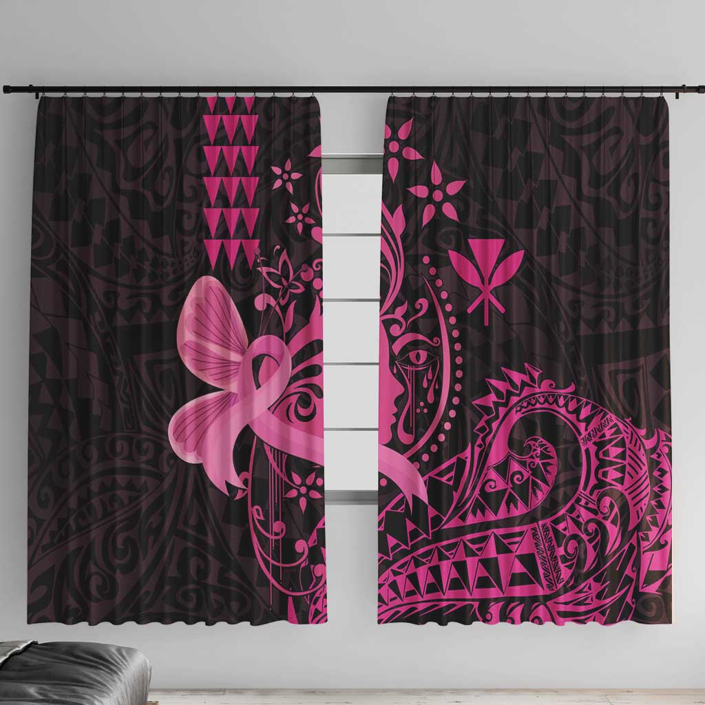 Hawaii Breast Cancer Window Curtain Girl Floral Kakau Pattern