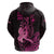 Hawaii Breast Cancer Zip Hoodie Girl Floral Kakau Pattern