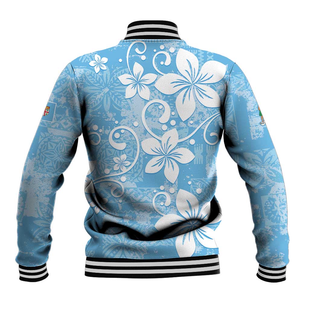Fiji Tapa Pattern Baseball Jacket Plumeria Floral LT01 - Polynesian Pride