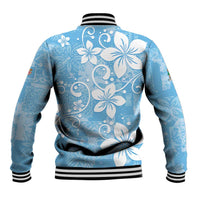 Fiji Tapa Pattern Baseball Jacket Plumeria Floral LT01 - Polynesian Pride