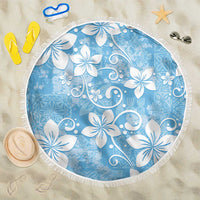 Fiji Tapa Pattern Beach Blanket Plumeria Floral LT01 One Size 150cm Blue - Polynesian Pride