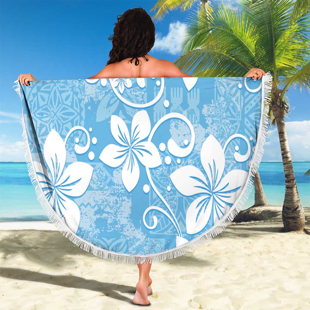 Fiji Tapa Pattern Beach Blanket Plumeria Floral LT01 - Polynesian Pride