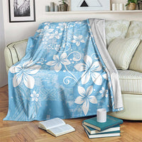 Fiji Tapa Pattern Blanket Plumeria Floral LT01 Blue - Polynesian Pride