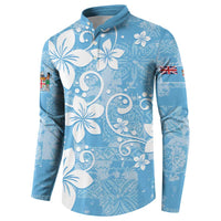 Fiji Tapa Pattern Button Sweatshirt Plumeria Floral LT01 - Polynesian Pride