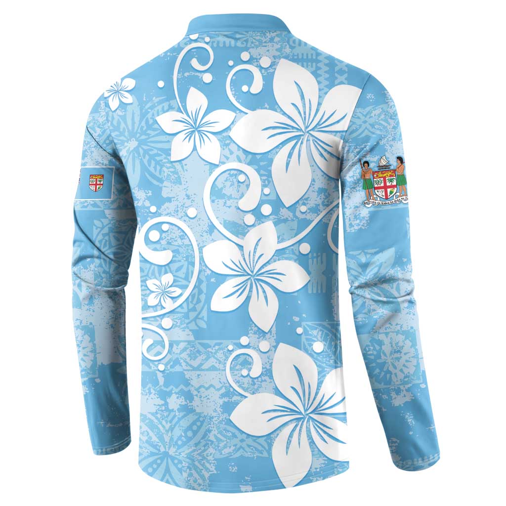 Fiji Tapa Pattern Button Sweatshirt Plumeria Floral LT01 - Polynesian Pride