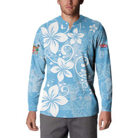 Fiji Tapa Pattern Button Sweatshirt Plumeria Floral LT01 - Polynesian Pride