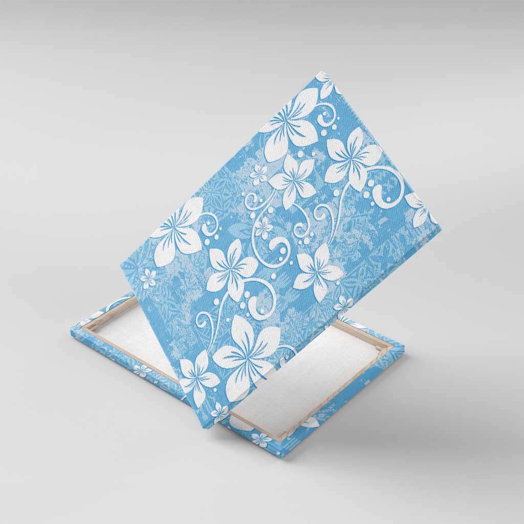 Fiji Tapa Pattern Canvas Wall Art Plumeria Floral LT01 With Frame Blue - Polynesian Pride